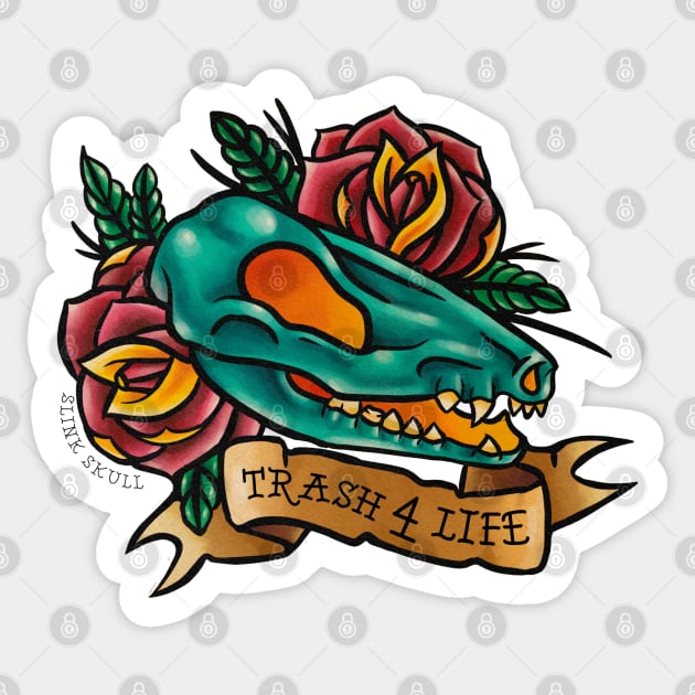 Possum skull trash 4 life Sticker by SlinkSkull
